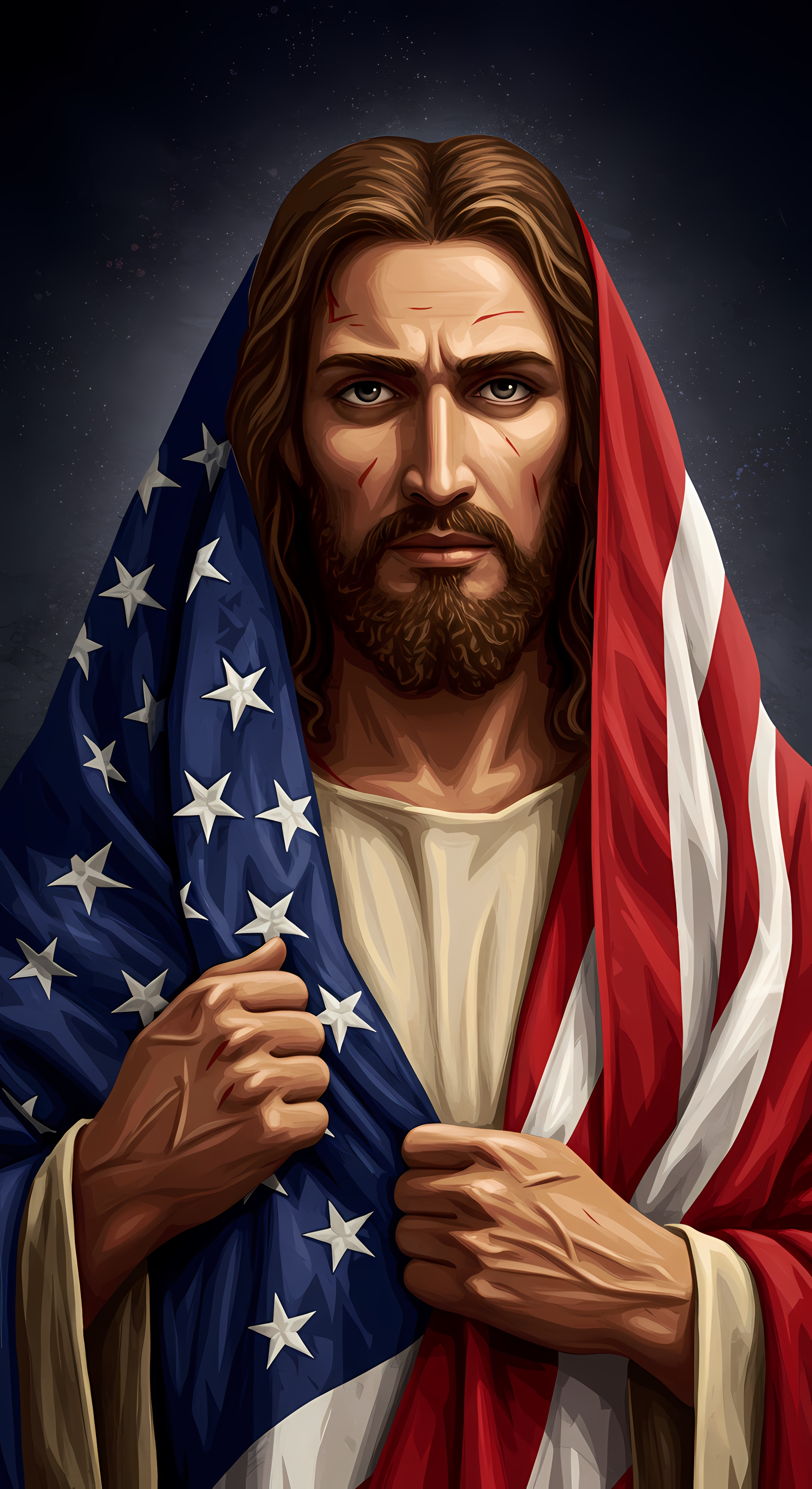 Christ with the American Flag