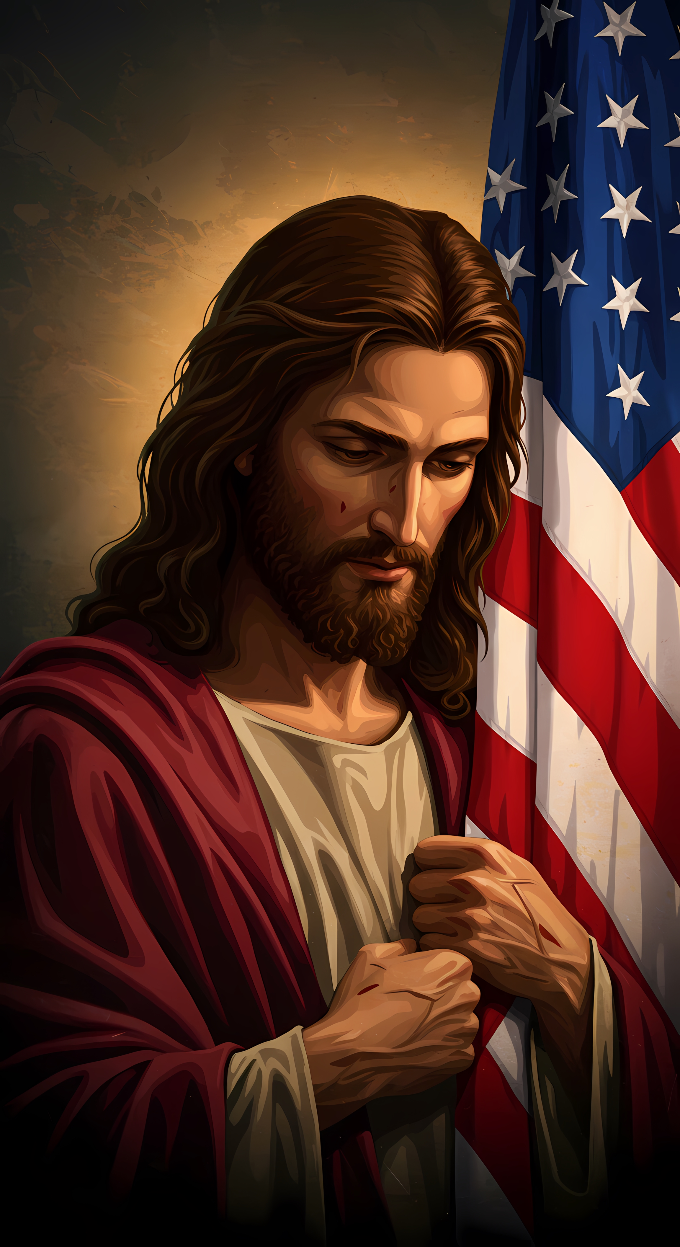 Jesus Standing with the Nation’s Flag